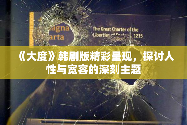 《大度》韩剧版精彩呈现，探讨人性与宽容的深刻主题