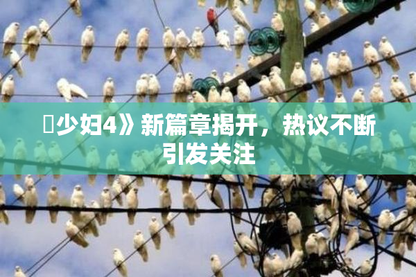 巜少妇4》新篇章揭开，热议不断引发关注