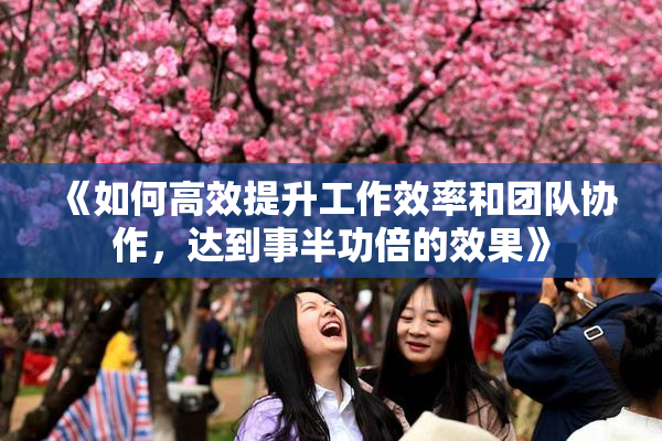 《如何高效提升工作效率和团队协作，达到事半功倍的效果》