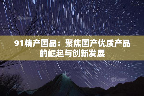 91精产国品：聚焦国产优质产品的崛起与创新发展