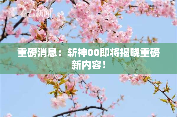 重磅消息：斩神00即将揭晓重磅新内容！