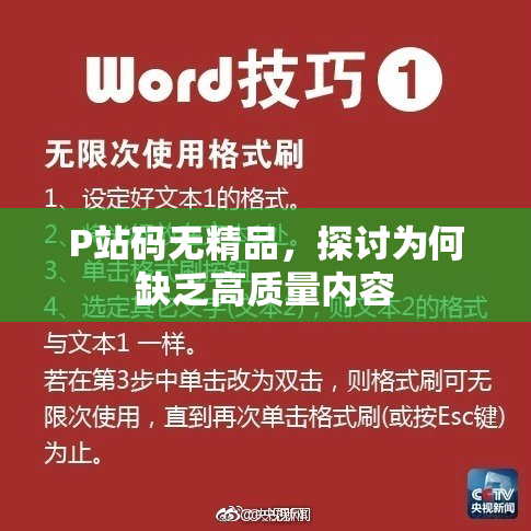 P站码无精品，探讨为何缺乏高质量内容