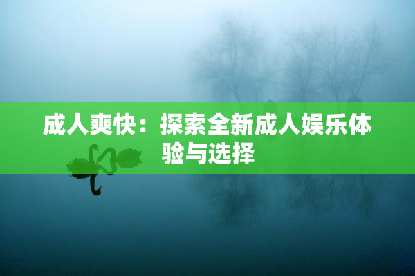 成人爽快：探索全新成人娱乐体验与选择