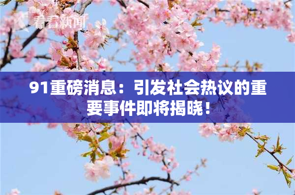 91重磅消息：引发社会热议的重要事件即将揭晓！