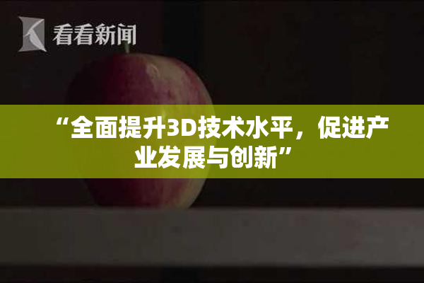 “全面提升3D技术水平，促进产业发展与创新”