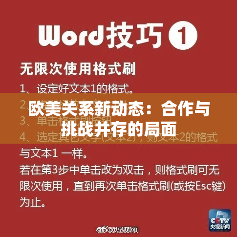 欧美关系新动态：合作与挑战并存的局面