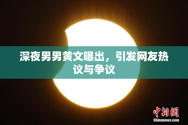 深夜男男黄文曝出，引发网友热议与争议