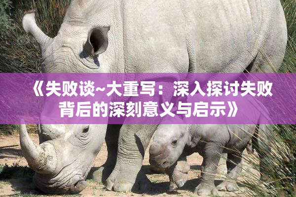 《失败谈~大重写：深入探讨失败背后的深刻意义与启示》