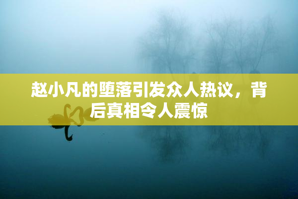 赵小凡的堕落引发众人热议，背后真相令人震惊